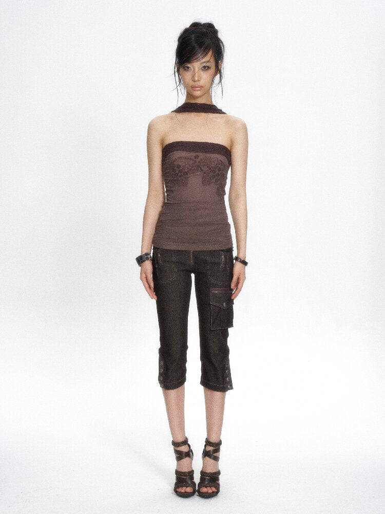 Cutout Knit Patchwork Tube Top【s0000017660】