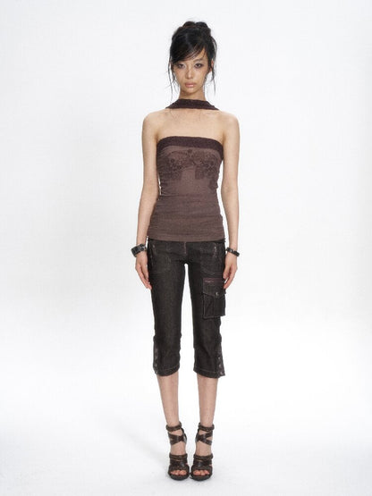 Cutout Knit Patchwork Tube Top【s0000017660】