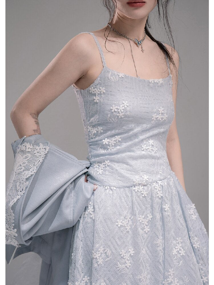 Ice Lake Gauze Embroidered Dress【s0000015744】