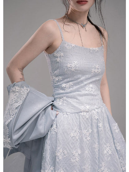 Ice Lake Gauze Embroidered Dress【s0000015744】