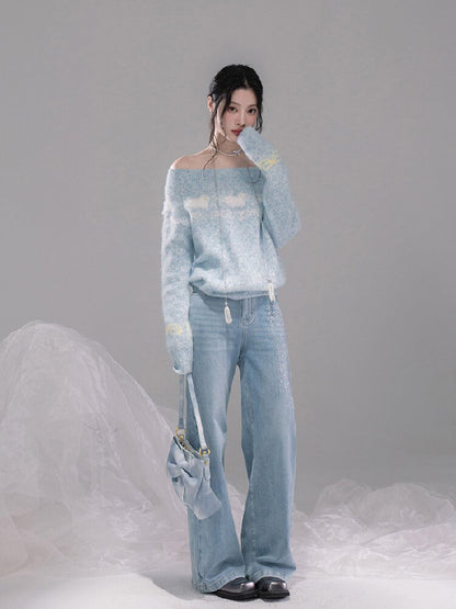 Light Sky Blue Diamond Wash Jeans【s0000015737】