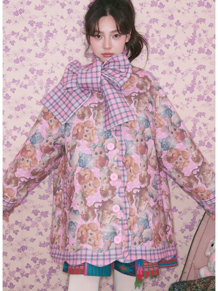 Pink Plaid Animal Padded Jacket【s0000015026】 – SCULTURE（エス