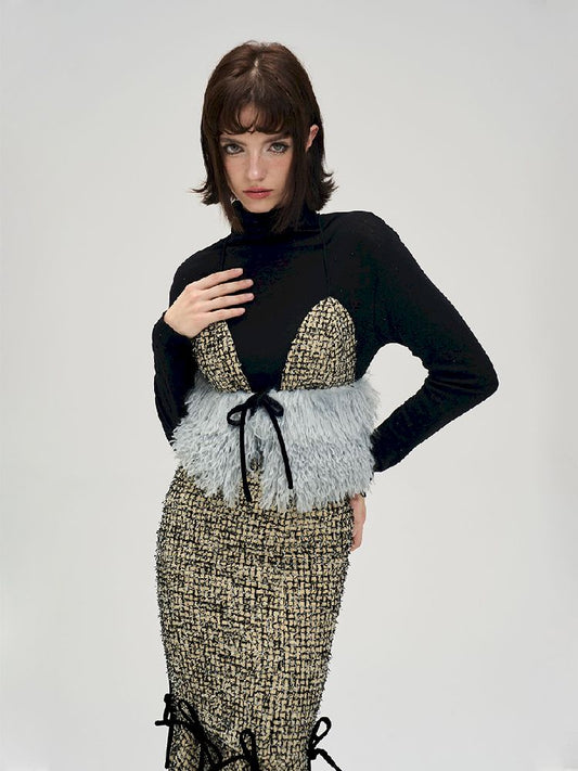 Faux Lamb's Wool Camisole Top + Half Skirt Set【s0000005300】