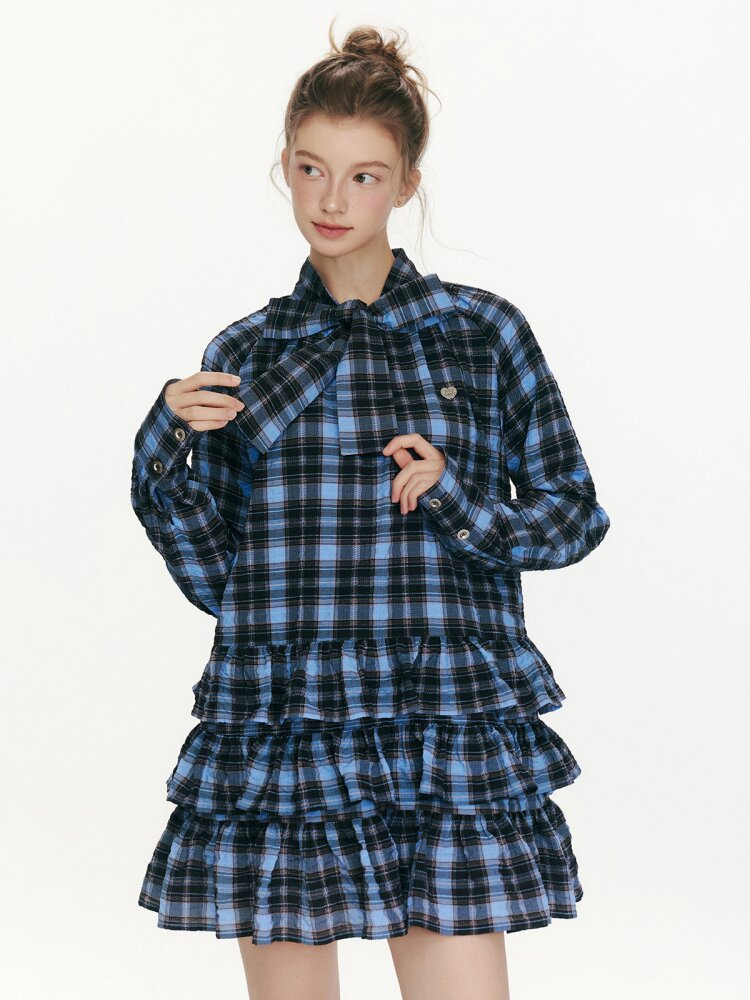 Twilight Rose Blue Plaid Dress【s0000015670】