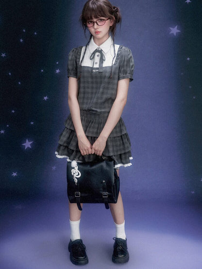 Gray Plaid Collegiate Cake Dress【s0000015756】