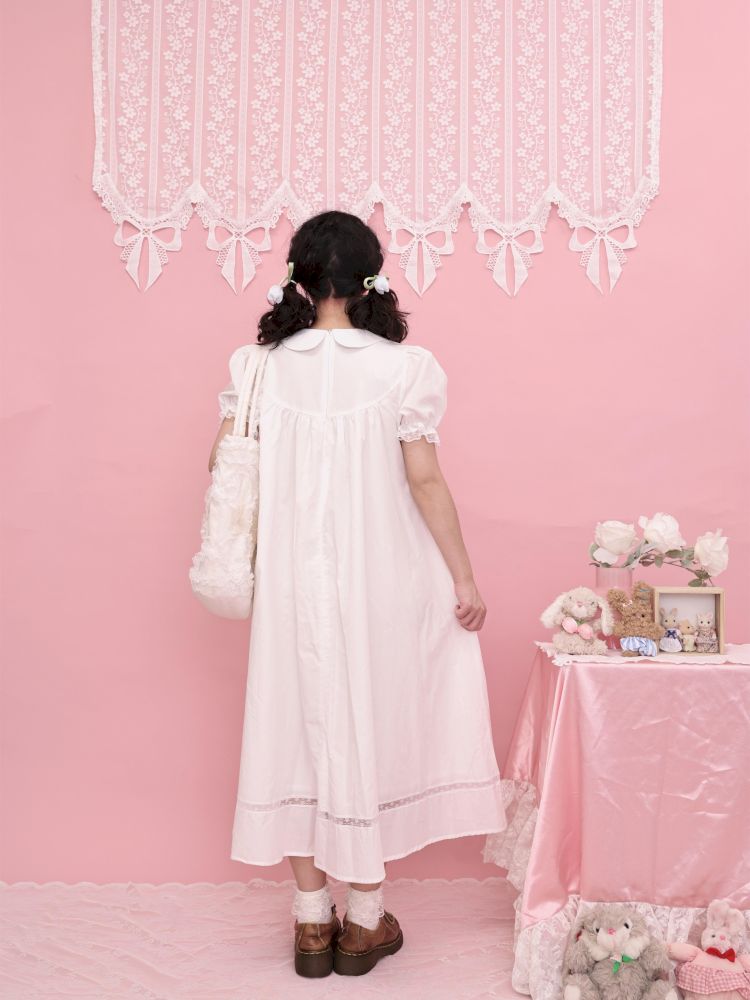 Neck Wreath Bow Embroidered Dress【s0000013491】