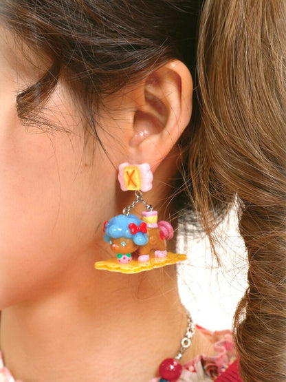 Vintage Lamb Resin Color Earrings【s0000015581】