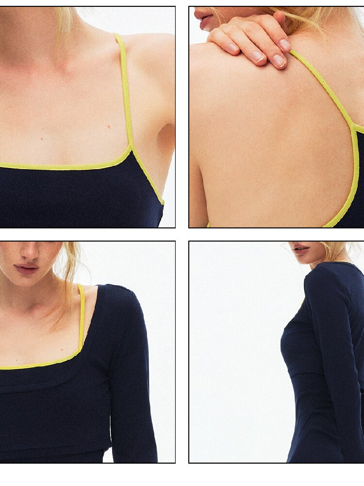 Knit Contrast Edge Camisole Dress【s0000015917】