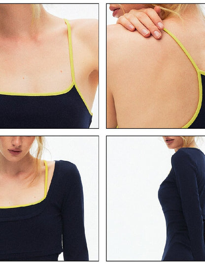 Knit Contrast Edge Camisole Dress【s0000015917】