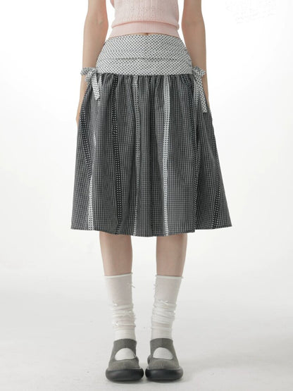 Retro Academy Plaid Polka Dot Skirt【s0000017154】
