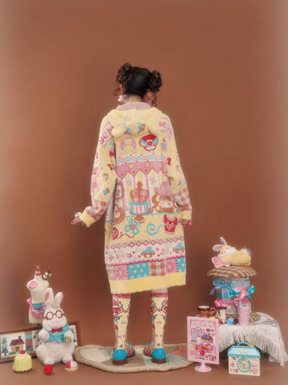 Yellow Imitation Mink Hooded Cardigan【s0000015588】