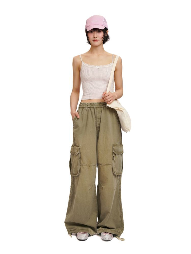 Drawstring Peplum work pants【s0000012494】