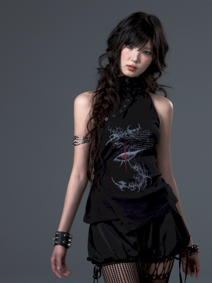 High Neck Lapel Knit Sleeveless Tank Top【s0000012446】