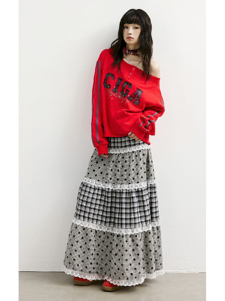 Large Hem A-line Long Half Skirt【s0000011420】