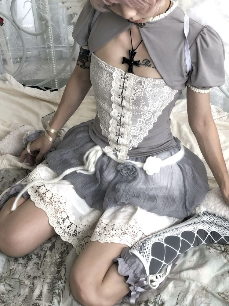 Fake two-piece tight short T-shirt【s0000013528】