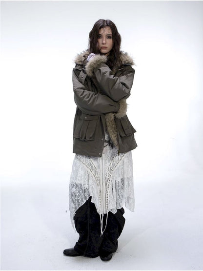 Fur Collar Mid-length Parka【s0000011266】