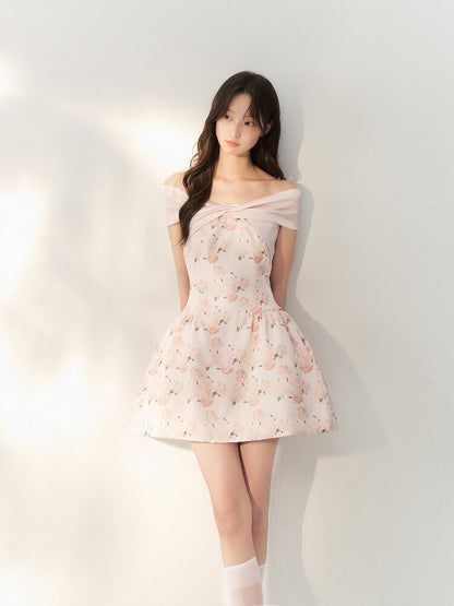Satin Rose Oil Painting Puffy Dress【s0000016879】