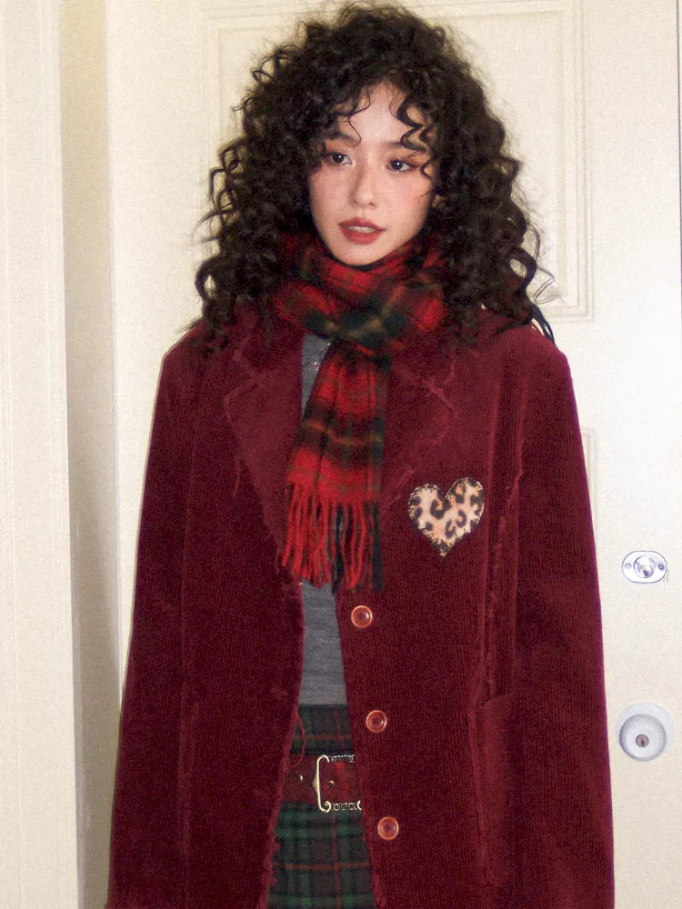 Retro British-Style Corduroy Embroidered Blazer【s0000013998】