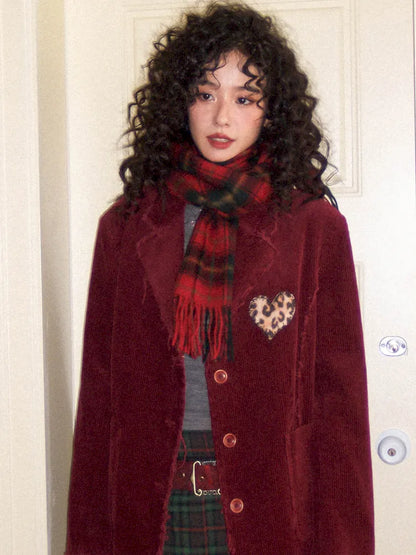 Retro British-Style Corduroy Embroidered Blazer【s0000013998】