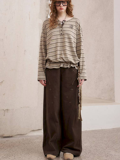 Imitation hot diamond straight loose trousers【s0000014385】