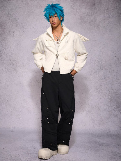 Knit Patchwork Rhinestone Jacket【s0000019148】
