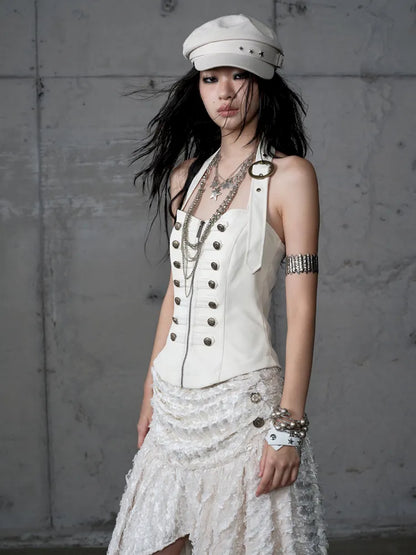 Asymmetrical Halter Neckline Dress【s0000013942】