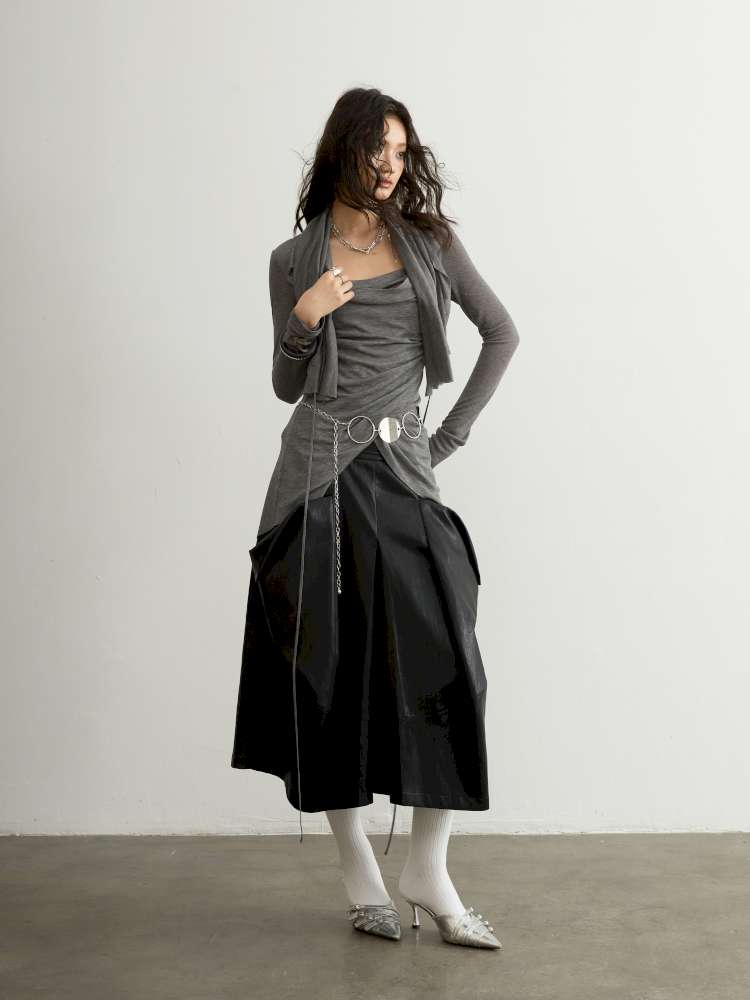 Pleated Sculptural Mock Two Shirt【s0000015191】