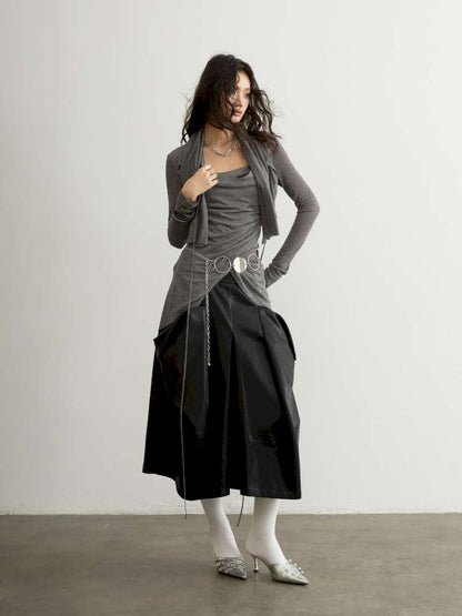 Pleated Sculptural Mock Two Shirt【s0000015191】