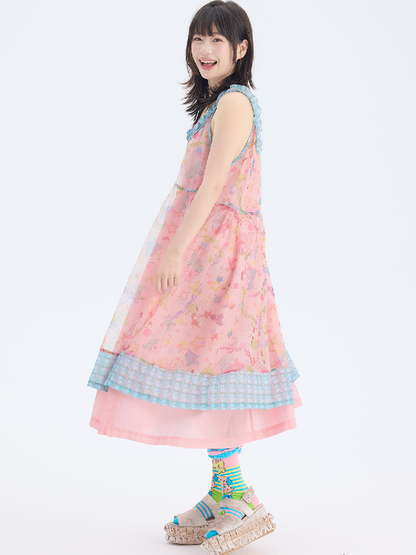 Rabbit Mesh Asymmetrical Strap Dress【s0000017691】