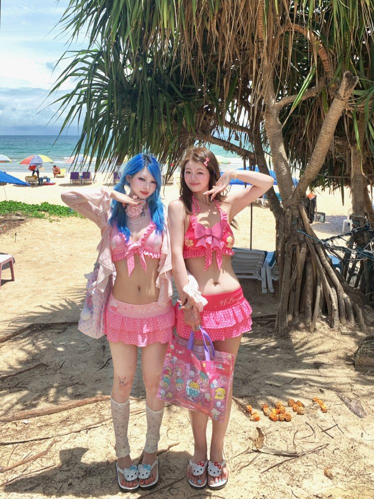 Fuchsia Flower Split Swimsuit【s0000012660】