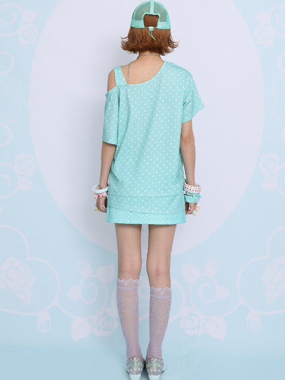 Lucky Clover Mint Shoulder T Shirt【s0000017454】