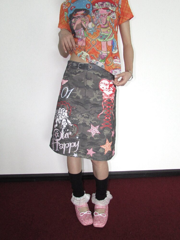 Graffiti Print Camouflage Skirt【s0000018659】