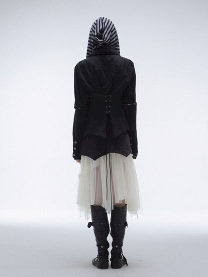 High-Neck Metal Buckle Napoleon Windbreaker【s0000013902】