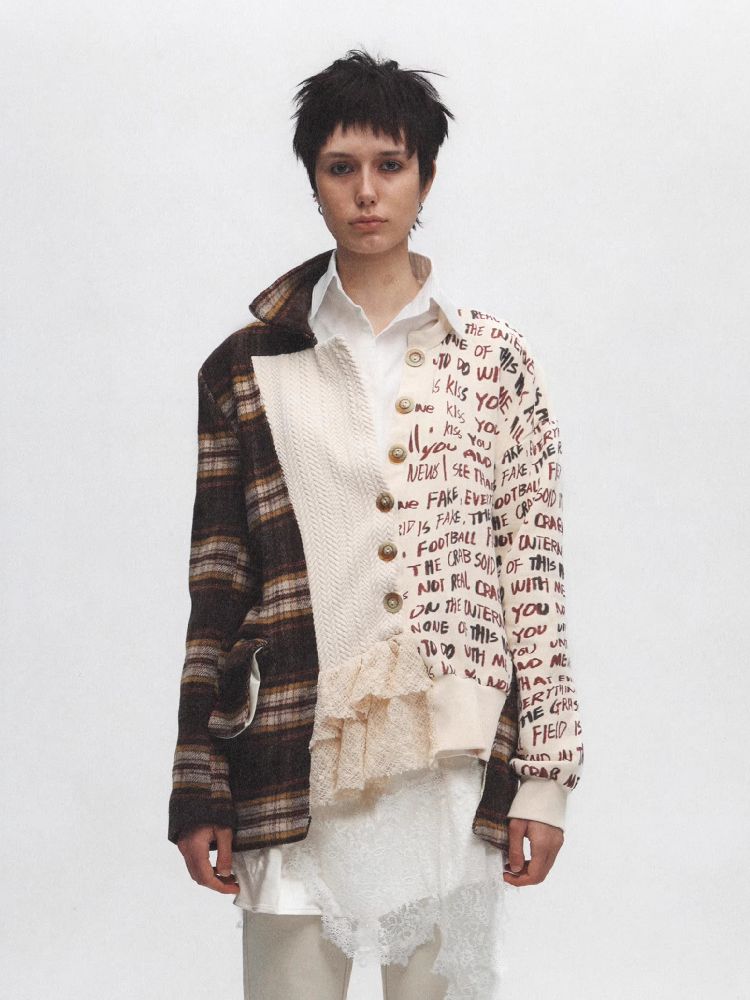 Raw Edge Splicing Lace Printed Cardigan【s0000011625】