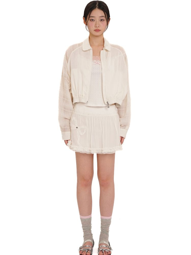 Semi-sheer plaid lightweight jacket【s0000013452】