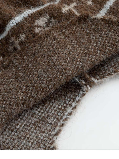 Striped Snowflake Ear Protection Beanie【s0000014672】