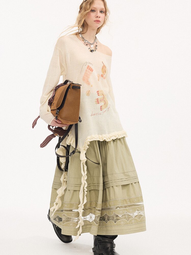 Fungus Edge Diagonal Hem Sweater【s0000015896】