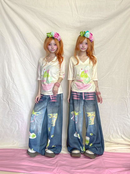 Polka Dot V-Neck Top【s0000013233】