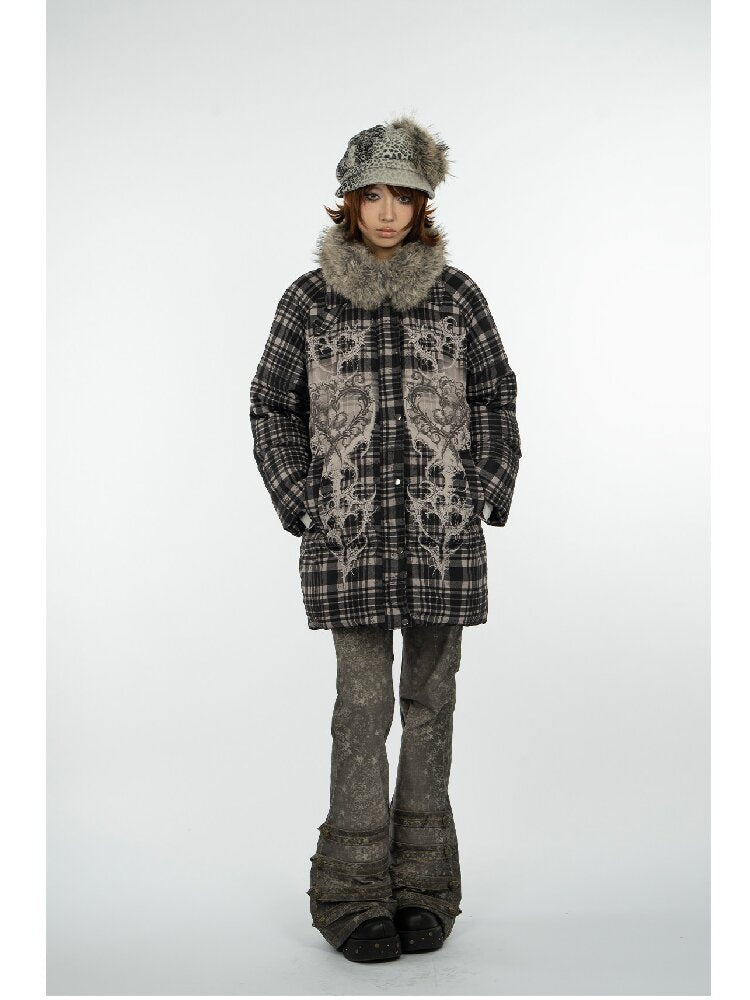 Retro Plaid Bear Love Down Jacket【s0000018077】