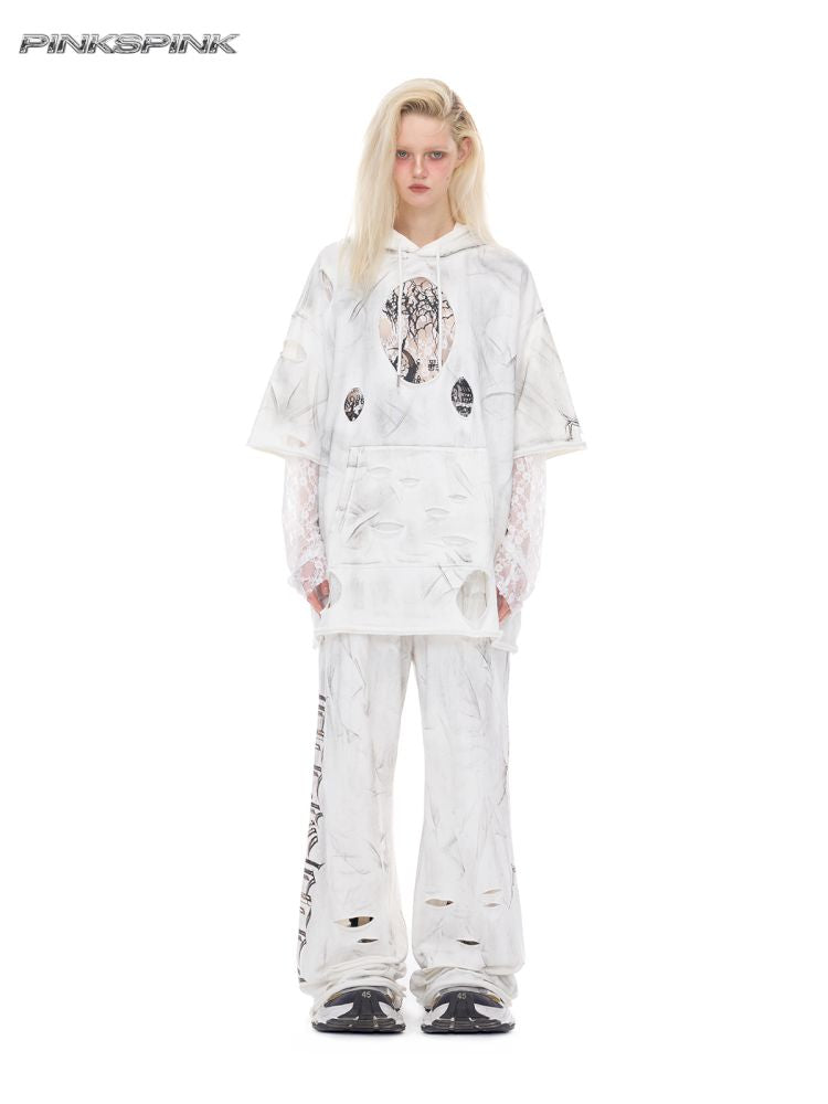 Irregular Hole Rock Punk Loose Pants【s0000012986】