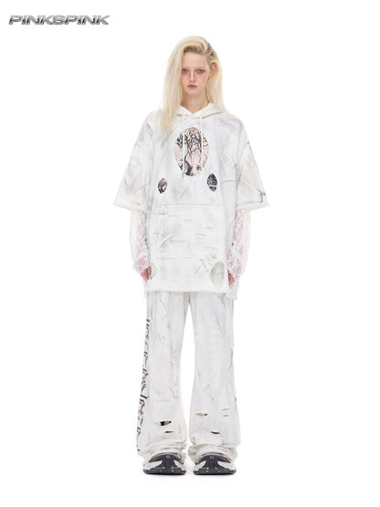 Irregular Hole Rock Punk Loose Pants【s0000012986】