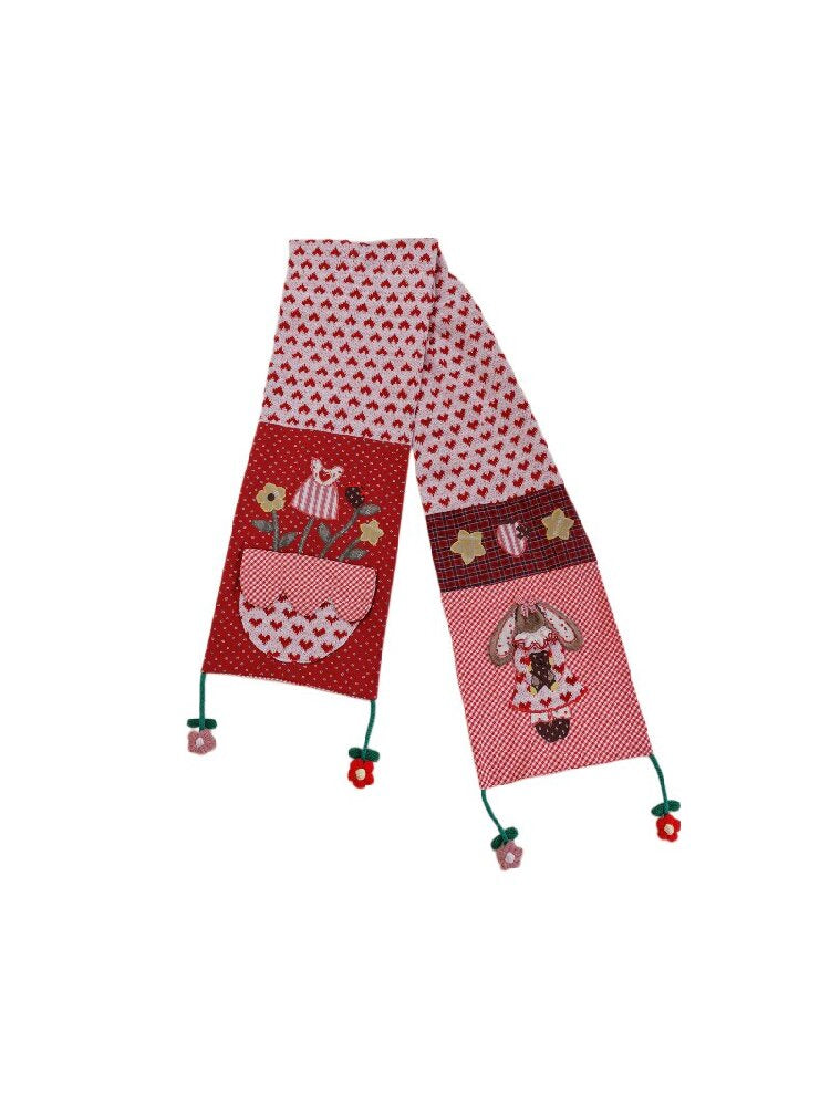 Patchwork Embroidered Rabbit Scarf【s0000019287】