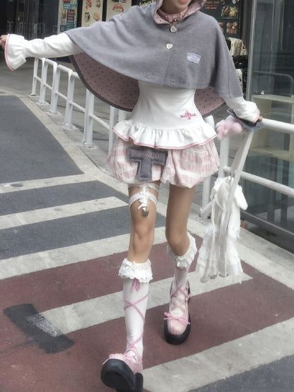 Lace Large Embroidered Bow Tops T-Shirt【s0000011844】