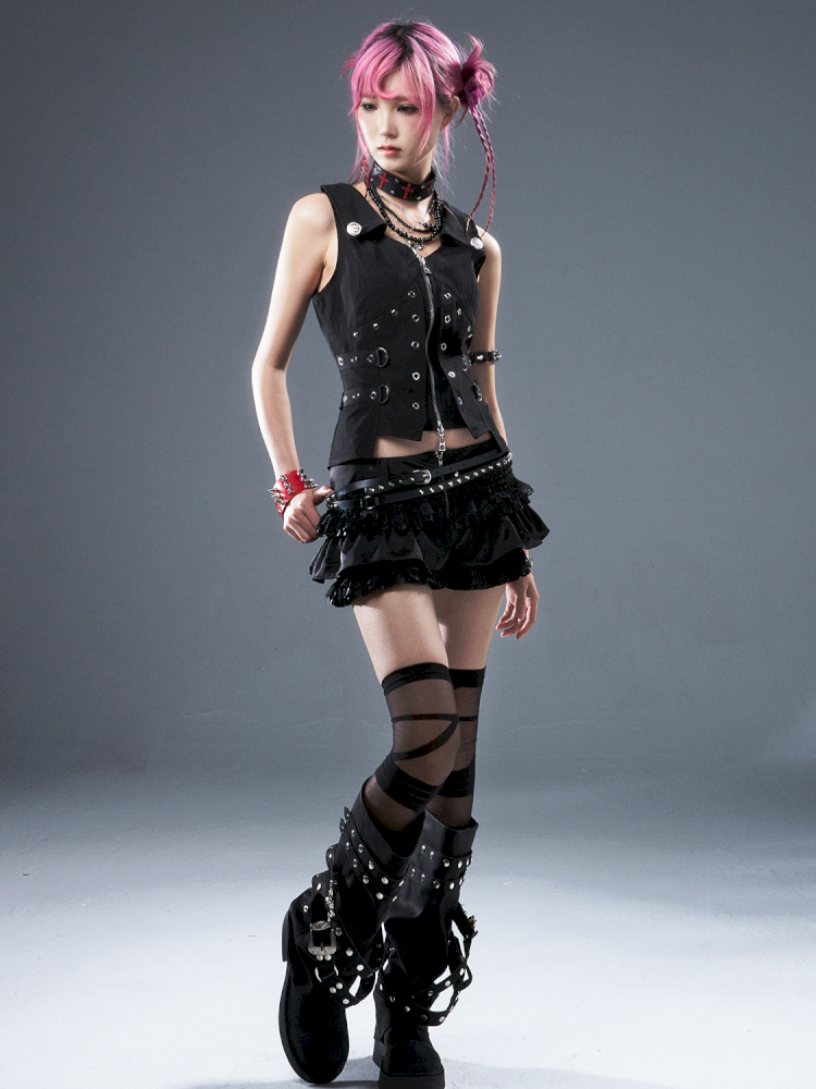 Punk Metal Slim-Fit Waist-Defining Vest【s0000012939】