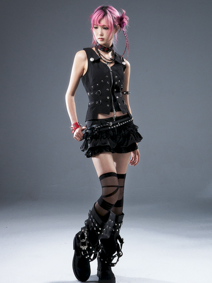 Punk Metal Slim-Fit Waist-Defining Vest【s0000012939】