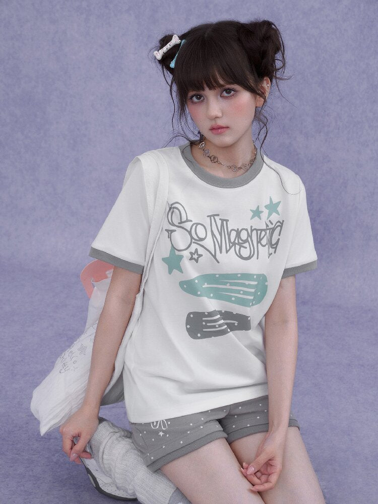 Print Crew Neck Short Sleeve T-Shirt【s0000016646】