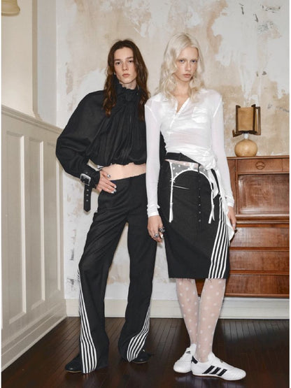 Patchwork Suit Mid-Length Wrap Hip Skirt【s0000011616】