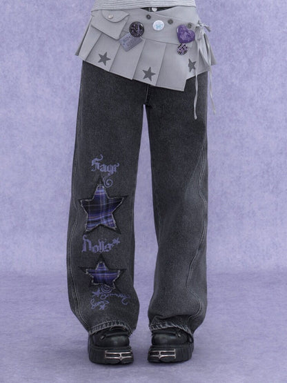 Black Purple Badge Set Brooch【s0000016643】