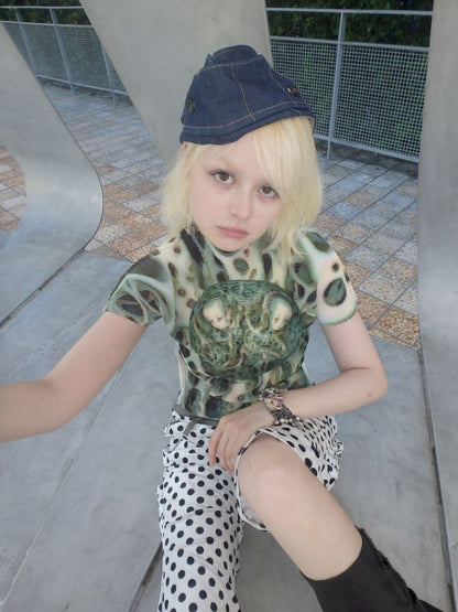 Printed Wrinkle Slimming T-Shirt【s0000013181】