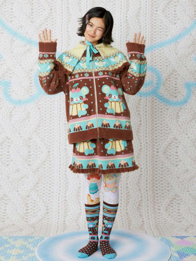 Chocolate Bear Print Cute Stockings【s0000014859】